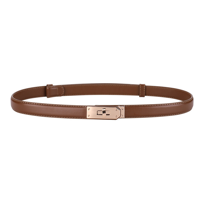 Clarissa Skinny Leather Buckle Belt