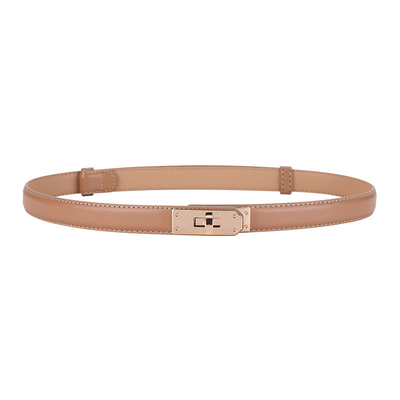 Clarissa Skinny Leather Buckle Belt