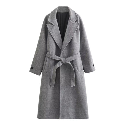 Evelina Long Belted Wool Blend Coat