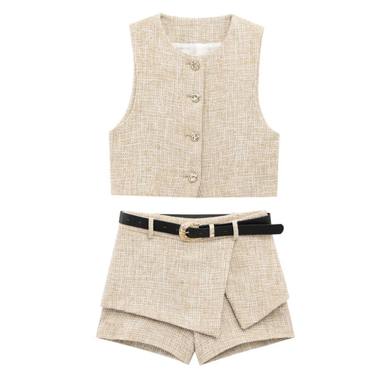 Avis Tweed Texture Two-Piece Short Set