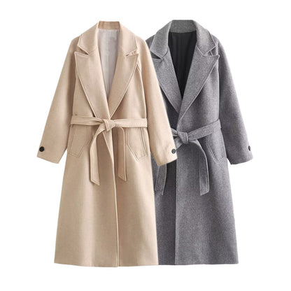 Evelina Long Belted Wool Blend Coat