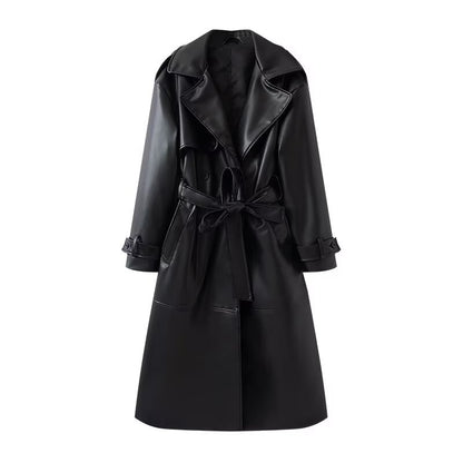 Alessia Faux Leather Trench Coat