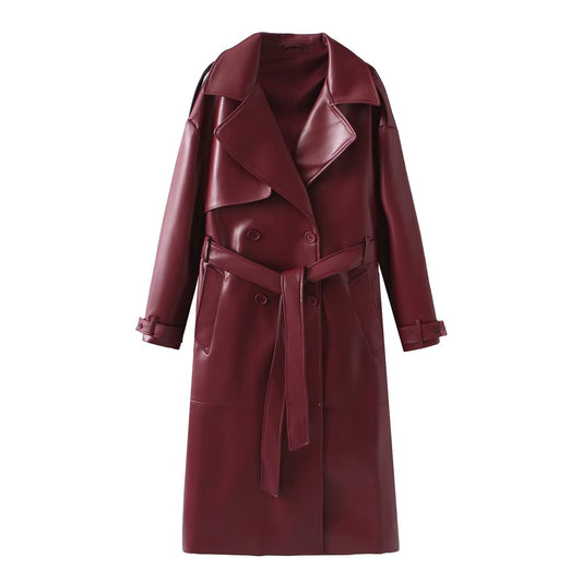 Alessia Faux Leather Trench Coat