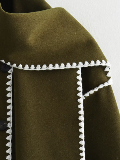 Kiyana Stickerei Trim Schal Mantel