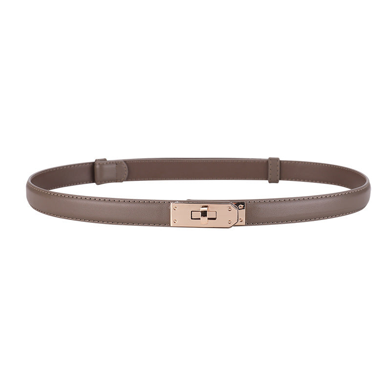 Clarissa Skinny Leather Buckle Belt