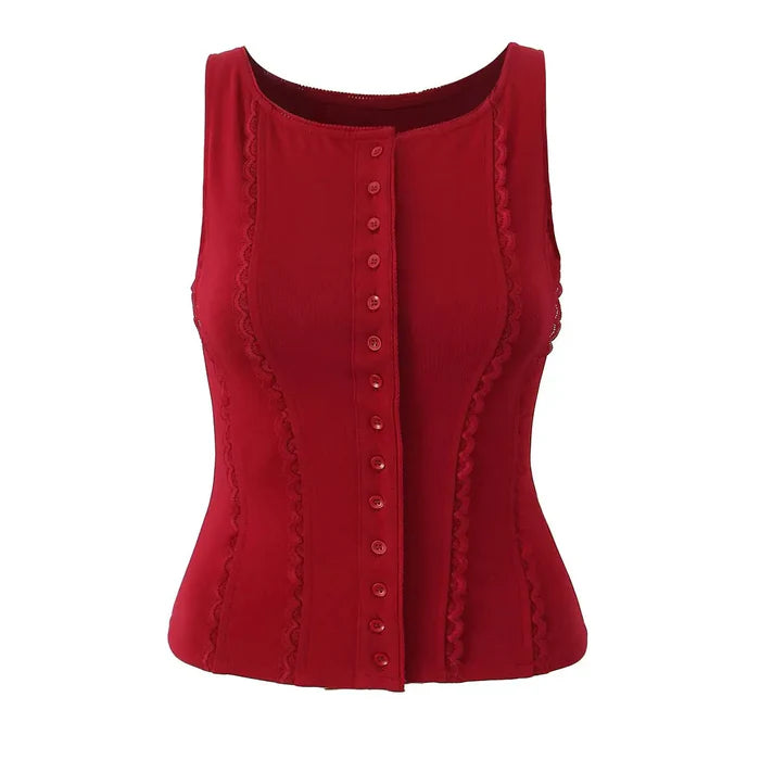 Lauryn Tank Top met Knoopsluiting