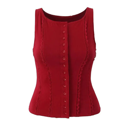 Lauryn Tank Top met Knoopsluiting