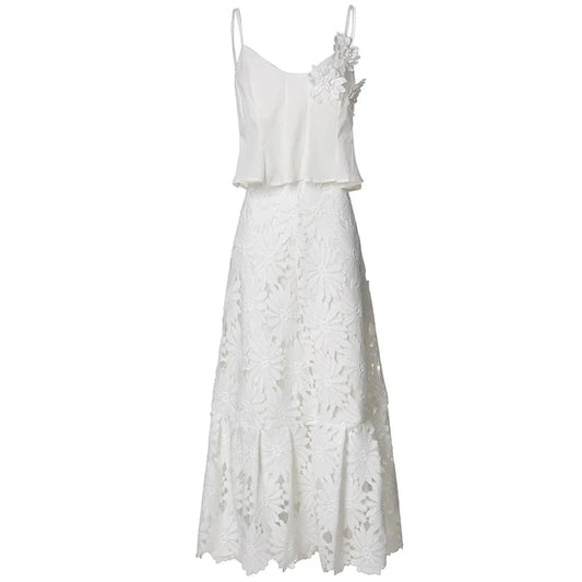 Helios Floral Appliqué Maxi Skirt Set
