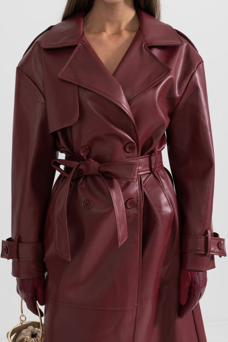 Alessia Faux Leather Trench Coat