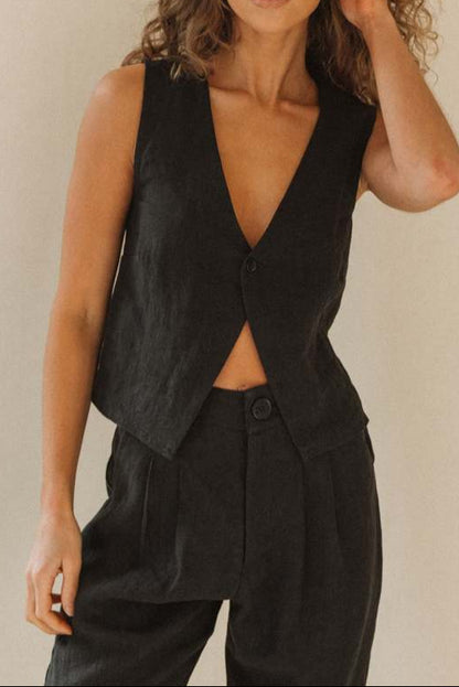 Gilet en lin boutonné Fiorella