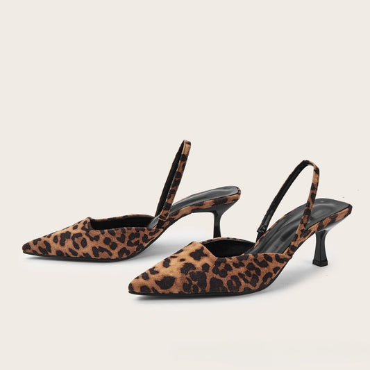 Jalen Leopard Print Slingback Kitten Heels