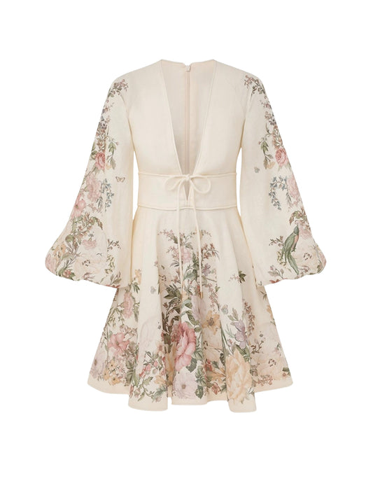 Mini robe en lin à fleurs Fleur