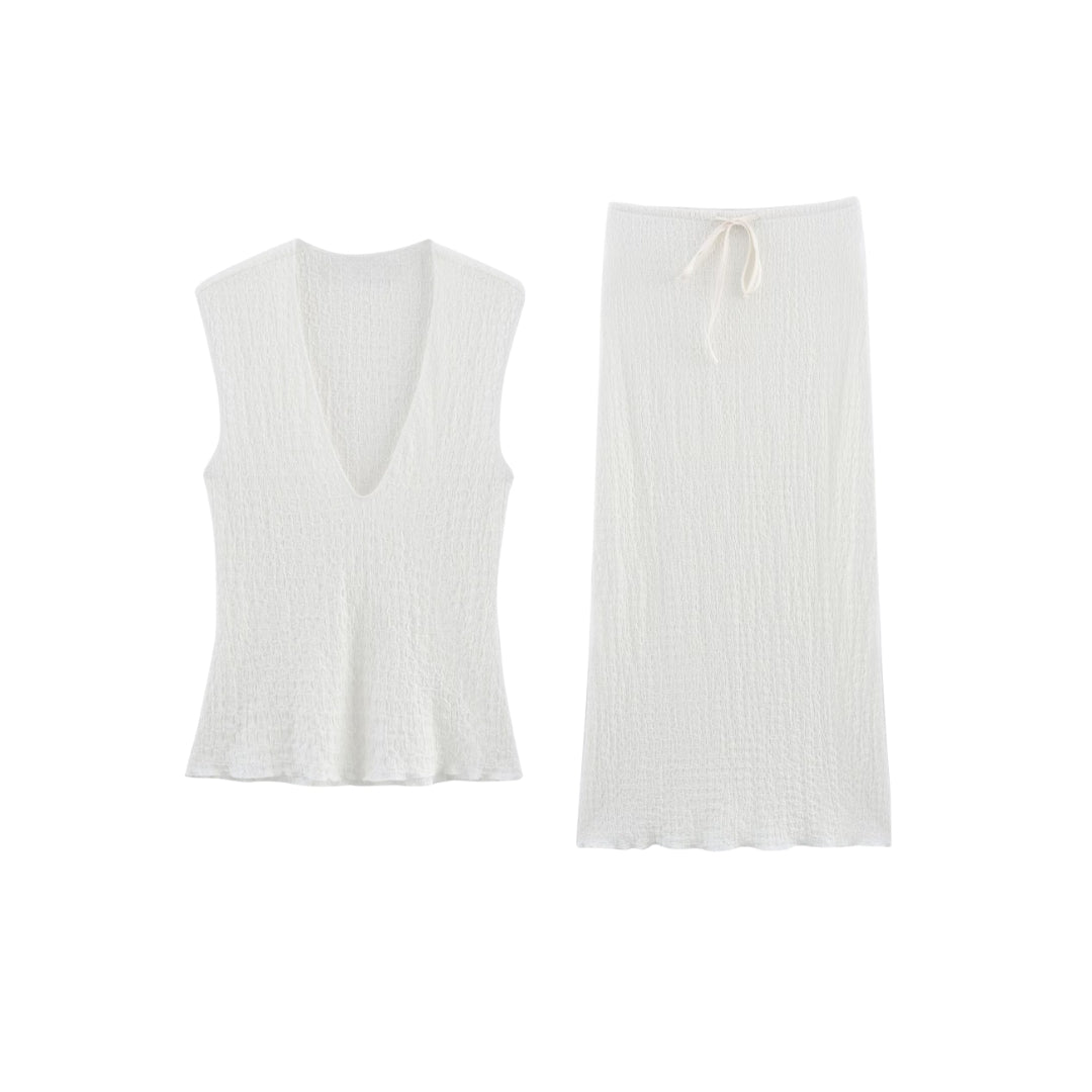 Jeanette V-Neck Top & Maxi Skirt Set