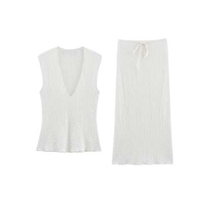 Jeanette V-Neck Top & Maxi Skirt Set