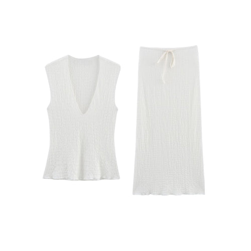 Jeanette V-Neck Top & Maxi Skirt Set