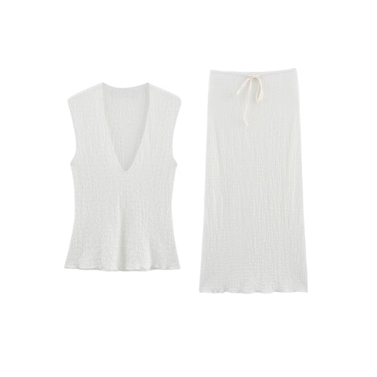 Jeanette V-Neck Top & Maxi Skirt Set