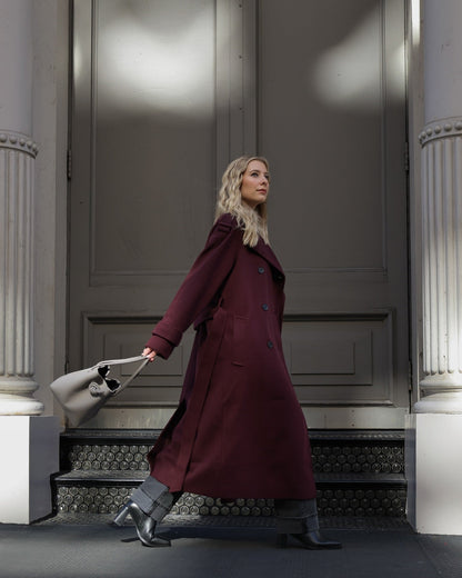 Elara Womens Burgundy Coat