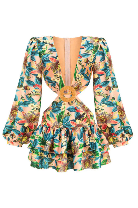 Karlie - Mini robe florale à découpes