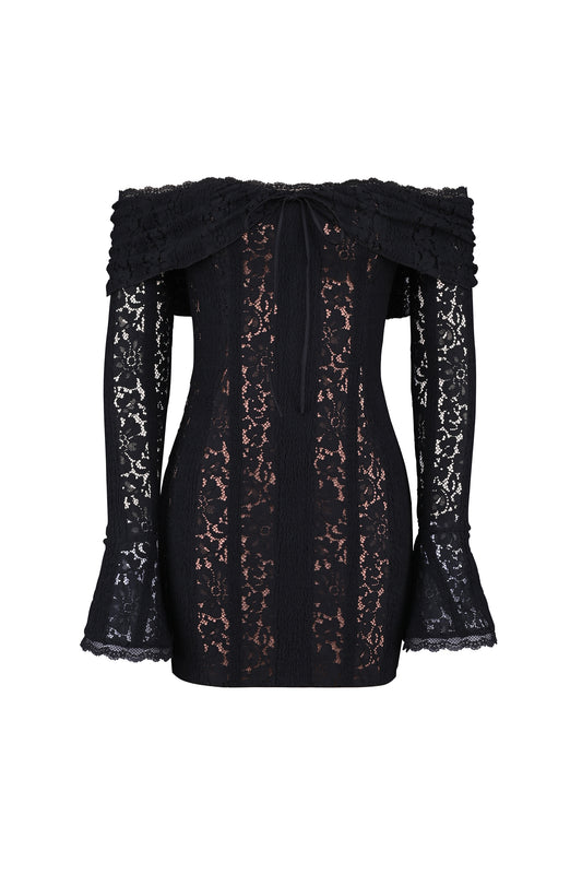 Kamara - Mini robe en dentelle à épaulettes