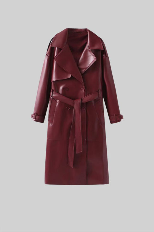 Alessia Faux Leather Trench Coat